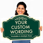 Custom Decorative Outdoor Metal Sign - Personalized Aluminum Driveway Sign, Waterproof, Made In USA - Design 2 Forest Green 14x10 In