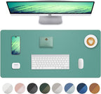Leather Desk Pad Protector,Desk Mat,Large Mouse Pad, Non-Slip Desk Pad, Waterproof PU Leather Desk Blotter Mat, Desk Cover for Office and Home (Light Green, 36" x 17")