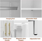 SUPEER Metal Wardrobe Cabinet with 1 Drawer and Hanging Rod, 70.9" H Metal Closet Cabient with Adjustable Shelf for Bedroom, Laundry Room, Home,Office,Installation Required,White