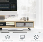 Fenge Monitor Stand, Dual Monitor Stand with 2 Drawers, Monitor Riser for 2 Monitors, Adjustable Height Computer Stand, Office Monitor Stands for Desk, Laptop, PC, TV, Printer