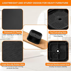 shouwuhho 8 Pack Furniture Risers Adjustable Bed Risers Heavy Duty Lifts Height 1", Square Stackable Bed Risers 1, 2 or 3 Inch for Desk Leg Table Couch Sofa Chair Bed Frame Legs Dorm, Black