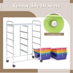 GOFLAME 10-Drawer Rolling Storage Cart, Art Craft Storage Organizer on Wheels, Multipurpose Movable Utility Cart for School, Office and Home, Rainbow