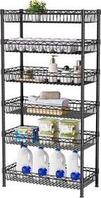 SINGAYE Shelf Closet Wire Shelving：Adjustable Metal Unit for Laundry Room Organization Bathroom Kitchen Home Storage with Wheels Pantry Rack Shelves