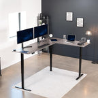 VIVO Electric Corner 84 x 63 inch L-Shaped Standing Desk, Memory Height Adjustment, Dark Gray Top Black Frame, DESK-E3CTBG-84