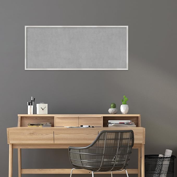 Amanti Art Silver Framed Magnetic Board 21x49 Oversize Vision Board for use with Magnets, 100% Metal Sheet to Display Items as Office Decor or for Home Organization in mudroom, Kitchen or Kids Room