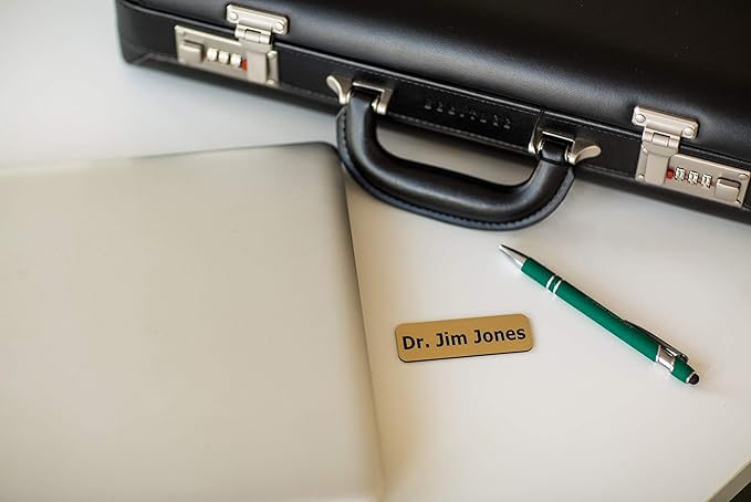 Custom Engraved Name Tag Badges – Personalized Identification with Pin or Magnetic Backing, 1 Inch x 3 Inches, White/Black