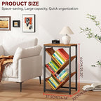 IBUYKE 5 Tier Tree Bookshelf, Small Desktop Bookshelf with Storage Organizer,for Books/CDs/Movies,Desk Display Bookcase for Bedroom Living Room,Rustic Brown,TBC003H