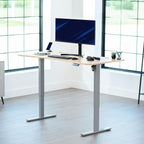 VIVO Electric 63 x 32 in Standing Desk, Memory Height Adjustment, 1B Series, Holds 220 lbs, Light Wood Top Gray Frame, DESK-KIT-1G1C