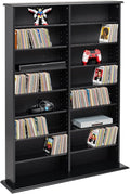 Prepac 2 Column Display Cabinet Media Storage, Double Width Wall, Black