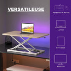 Decoholic Light Wood Small Single 24 inch Scissors Lift Keyboard and Mouse Riser ,Height Adjustable Standing Desk Converter,for Ergonomic Sit Stand Workstations (24 inch NW)