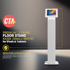 Locking Stand Kiosk – CTA Premium Small Locking Support Base Kiosk with Steel Body and Heavy-Duty Security Enclosure - iPad mini A17 Pro & 1/2/3/4/5/6 - Samsung Tab A 8″