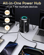 Yegosh Power Strip Tower Surge Protector with 12 AC Outlets & 5 USB Ports (2 USB C), 5 Feet Extension Cord with Multiple Outlets, Keyhole Slots, Charging Station Desk Supplies for Home Office Dorm
