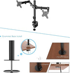 Rocelco 46" Large Height Adjustable Standing Desk Converter with Double Monitor Mount BUNDLE - Quick Sit Stand Up Computer Workstation Riser - Retractable Keyboard Tray - White (R DADRW-46-DM2)