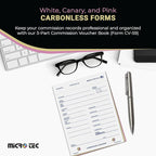 Commission Voucher Book CV-59-3 Part Carbonless Forms, Triplicate NCR Receipt Book, Snap-Out Pre-Punched with File Holes Commission Vouchers, Blue Ink, 4.25 x 5.625 Inch - Pack of 300