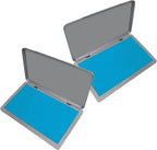 2 Pack Metal Case Stamp Pad Large Size, Light Blue Color - Size: 3" x 6" - Choose from 15 Ink Colors