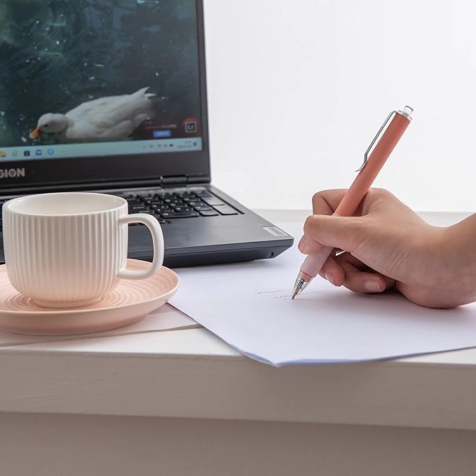 Linbsunne Ballpoint Pens Medium Point 1mm Black Ink Work Pen with Super Soft Grip Ball Point Pen for Men Women Retractable Office Pens (Silver Clip-6 count)