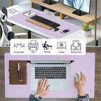 PU Leather Desk Pad Protector Gaming Mouse Pad Non Slip Desk Mat for Keyboard and Mouse Waterproof Desk Writing Pad for Office and Home Desk Accessories(Purple, 35.4 * 17.7)