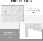 HOMCOM Room Divider, 4 Panel Folding Privacy Screen, 6FT Tall Portable Wicker Weave Partition Wall Divider for Bedroom, Home Office, White