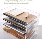 HeZone Acrylic Desk Organizer, 4 Tier Paper Tray, Clear Letter Tray, Office Accessories