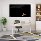 Magnetic Glass Dry Erase Board White Board Wall Mounted Whiteboard, Large Frameless Writing Board Black Glassboard, 60" W x 36" H