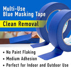 ABRO Blue Painters Tape: 18mm x 55M All Purpose Blue Tape, Temporary Labeling, Easy Tear, Clean Removal, Masking Tape Colored, DIY or Pro Use
