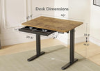 Claiks Standing Desk with Drawers, Electric Standing Desk Adjustable Height, Stand Up Desk Computer Workstation, 40 Inch, Rustic Brown