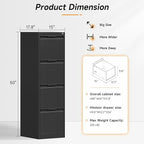 Bestoo 4-Drawer File Cabinet with Lock, Metal Filing Cabinet for Home Office, Vertical Filing Storage Cabinets, Fits File Folders, Letter/Legal/F4/A4 Size, Assembly Required (Black)