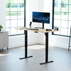 VIVO Electric 60 x 30 in Standing Desk, Memory Height Adjustment, 1B Series, Holds 220 lbs, Light Wood Top Black Frame, DESK-KIT-1B6C-30