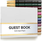 Gallery Leather Guest Book - Great for Wedding, Reception, Baby and Bridal Shower, Birthday Party and Vacation Home - 192 Lined Pages to Sign In, add Polaroid Photo - Hardcover 9x7" - Acadia White