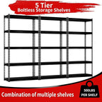Shuntong The Atlas 30" W x 12" D x 60" H Adjustable Garage Storage Shelves Load 2500 lbs, 5 Tier Heavy Duty Shelving Unit, Metal Utility Storage Rack for Warehouse Pantry Basement Kitchen, Dark Grey