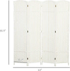 HOMCOM Room Divider, 4 Panel Folding Privacy Screen, 5.6' Tall Freestanding Wall Partition for Home Office, Bedroom, White