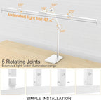 36 W 3000 LM Ultra Bright Architect Desk Lamp with Base, 47.4 Inch Wide Tall Overhead Desk Light for Home Office, Dimmable Table Light with Remote for Desktop Working,Drafting,Reading