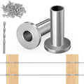 Steel DN Mate 200 Pack Stainless Steel Protector Sleeves for 1/8" 5/32" or 3/16" Cable Railing, Cable Protector Sleeves for Cable Railing System,T316 Cable Railing Hardware with a Drill Bit, DE05