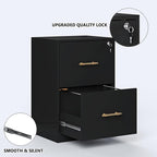 GFGWXW 2 Drawer Vertical File Cabinet with Lock, Suitable for Letter/A4/F4/Legal Size Hanging Files,Small Wood Filing Storage Cabinets Printer Stand for Home Office,Black