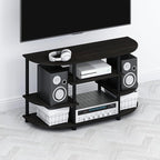 Furinno TOMI TV Stand, Corner Entertainment Center, TV Console for TV up to 46 Inch, with Shelves, Easy Assembly, for Living Room, Bedroom, Espresso