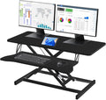 37 Inch Standing Desk Converter - Manual Pneumatic Spring, Two Monitor Stable Standing Desk Converter, 5.9" to 18.8" Height Adjustable Laptop Workstation with Keyboard Tray for Home, Company(Black)