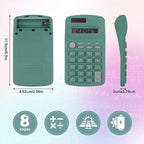 Tellegloww 18 Pcs Pocket Size Basic Calculators Bulk for Classroom Solar Battery Dual Power Display Calculator 8 Digit Colored Basic Calculator for Kids Student School Office