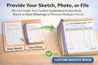 Custom Carbonless Invoice Book with Logo, Personalized Cover & Inner Pages, 2 Part NCR Receipt & Work Order Forms, Easy Tear, Writing Shield for Small Business (Upload Your Design, 8.3 x 5.5INCH)