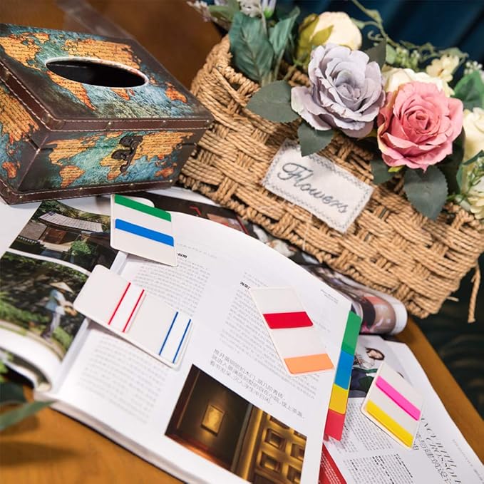 KICNIC File Index Tabs 1 Inch Sticky Flags 480 Pcs, Colored Page Markers Self Adhesive, Repositionable Note Tabs for Documents, Books, Paper, Notebooks, Filing and Folders [24 Sets, 10 Colors]