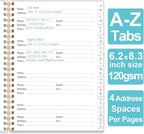 Address Book with Alphabetical Tabs - A5 Telephone & Address Book with Address Contacts, Special Date, Phone, Birthday & Internet Login Password for Home and Office, 6.2" x 8.5", Blue Watercolor