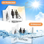 Faittoo Restroom Sign, Bathroom Signs, 4 Pack 6 x 8 Inches Acrylic Sign, for Office or Business Bathroom and Toilet Door or Wall Decor, Indoor Outdoor Use, White (Men and women with Handicap)