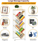 IBUYKE 9 Tier Tree Bookshelf, Floor Standing Wood Bookshelf for Narrow Space, Storage Organizer Bookcase for Books/CDs/Movies, Small Corner Bookcase for Bedroom Living Room,Natural,TBC002N