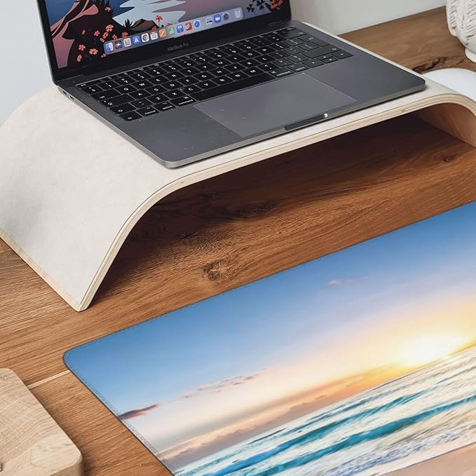 Gaming Mouse Pad,Large Mouse Pads for Desk,Non-Slip Rubber Base Extended Mousepad,XXL Keyboard Mouse Mat,Stitched Edges Computer Keyboard Desk Pad,35.4x15.8inch,Beach Sunrise