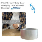 WELSTIK Packing Tape 660 Yards, 6 Pack 2 inch x 110 Yards Heavy Duty Clear Packaging Tape with Dispenser, Industrial Shipping Box Transparent Packing Tape for Moving, Office, Home
