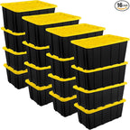 Sterilite 16-Pack Industrial Tote, Plastic Storage Container Bins with Lids, 38 Gallon - Heavy-Duty Organizing Containers for Closet, Bathroom, and Office