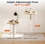 FitStand Adjustable Standing Desk, 63x24 Inches Home Office Desk with Memory Preset Computer Workstation Maple Top + White Frame