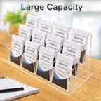 Vevitts Vertical Business Card Holder, Acrylic Business Card Display, Clear Desktop Business Card Stand for Exhibition, Home & Office Clear 3 Tiers 12 Slots