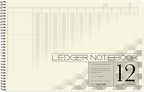 BookFactory Accounting Ledger Notebook/Large 12 Column Accounting Ledger Columnar (Twelve Columns) Log Book - 17'' x 11'', 100 Pages, Wire-O Landscape Format (Made in USA)