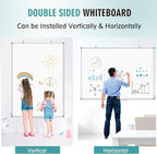 Large Whiteboard Dry Erase Board for Wall, 72"x40" Aluminum Frame Magnetic White Board with Long Pen Tray, Wall-Mounted White Board for School, Office and Home