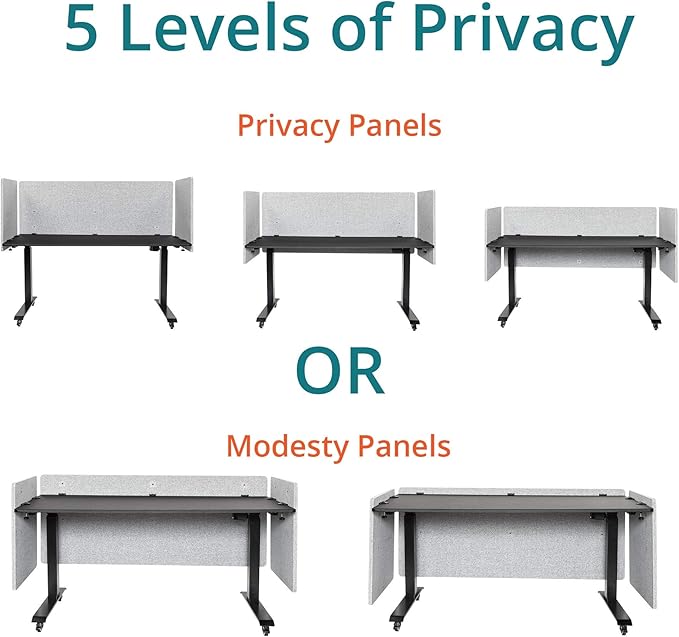 Stand Up Desk Store ReFocus Clamp-on Acoustic Desk Divider Privacy Panel That Reduces Noise and Visual Distractions (Cool Gray, 23.6" x 23.6")